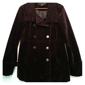 Calvin Klein black velvet pea coat.